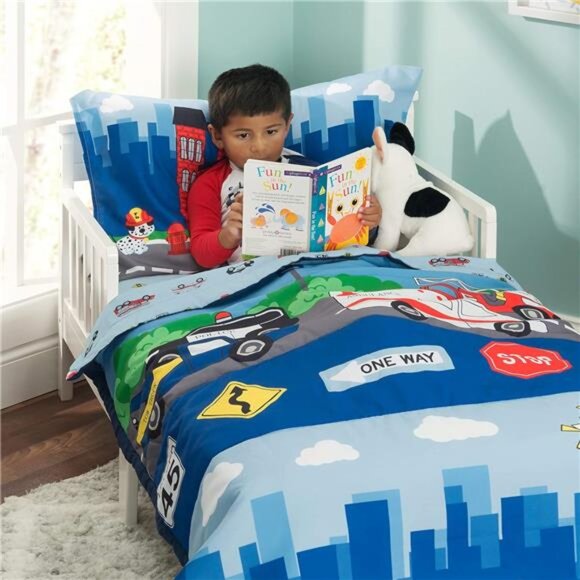 KIDS 4 Piece Toddler Bedding Set -Fire and Police Rescue- Includes - Picture 4 of 7